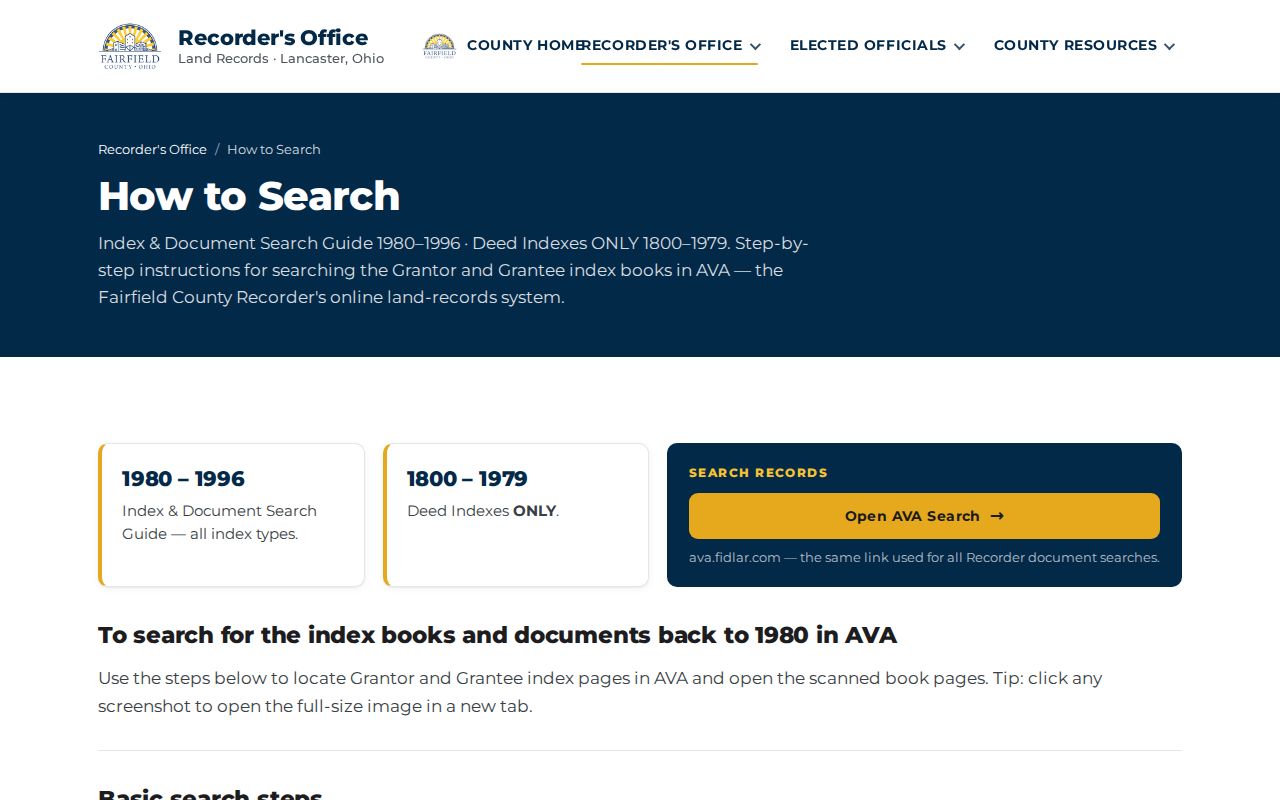 Violet Township previous residents research using the Fairfield Recorder old deed index guide